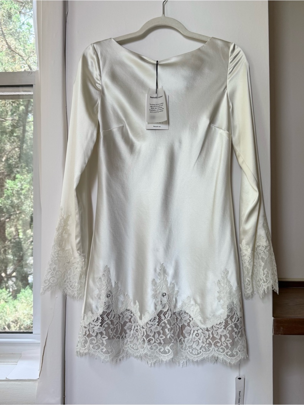 NWT Reformation Blanche Silk Long-Sleeve Mini Dress Ivory Bridal Small - Picture 5 of 16